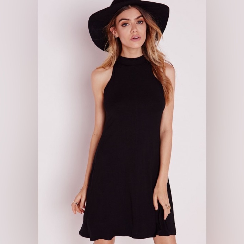 Jersey High Neck Racer Back Swing Dress